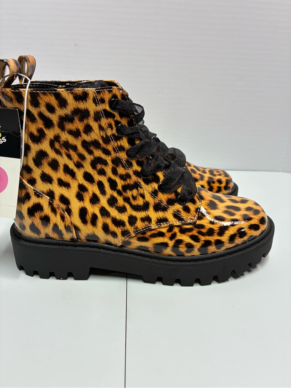 art class Leopard Print Lace-Up Combat Boots - Picture 2 of 6